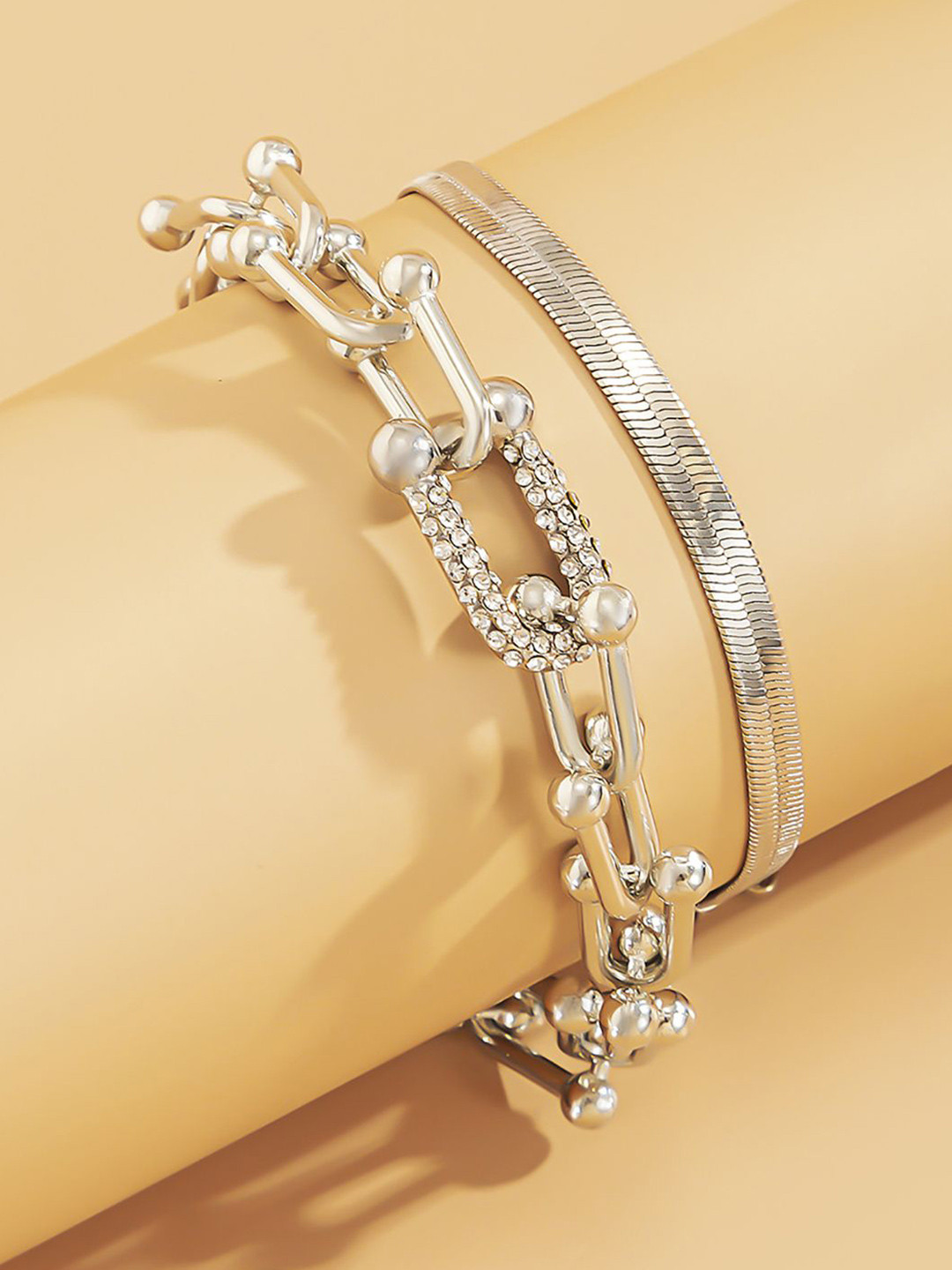 

StyleCast x Revolte Women 2 Silver-Plated Link Bracelet