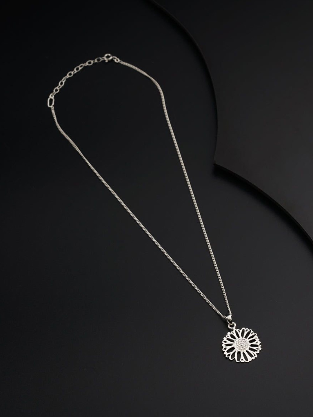 

House of Aadyaa 92.5 Sterling Silver Lightweight Floral Pendant With Chain