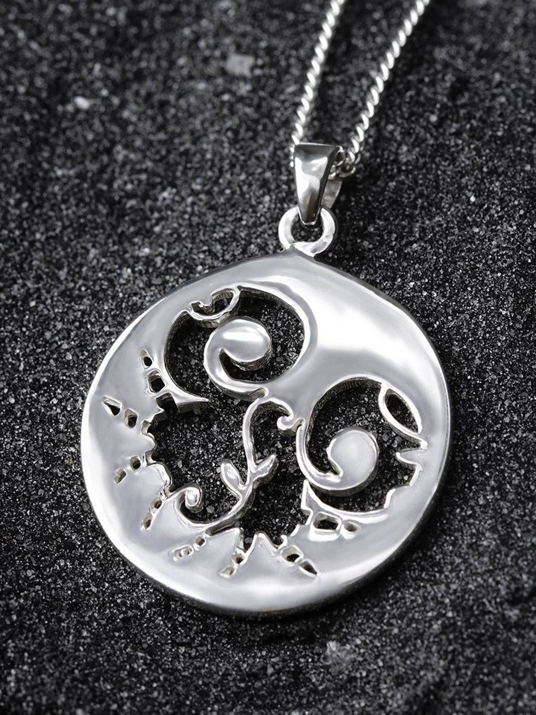 

House of Aadyaa 92.5 Sterling Silver Cancer Zodiac Sign Circular Charm Pendant With Chain
