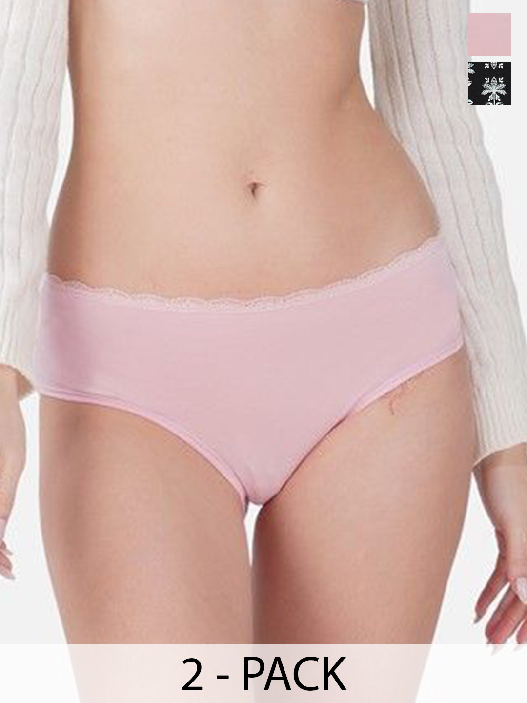 

Carlton London Women Pack Of 2 Antimicrobial Hipster Briefs, Pink