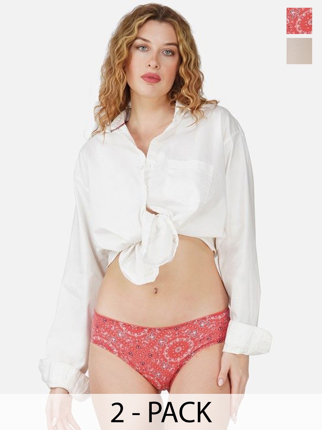 

Carlton London Pack Of 2 Mid Rise Antimicrobial Hipster Briefs, Red
