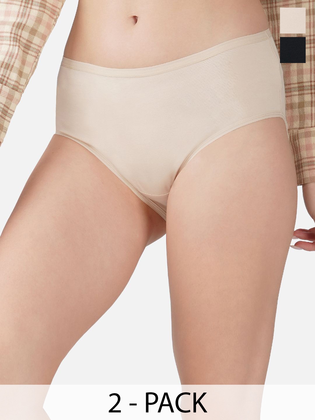 

Carlton London Women Pack Of 2 Antimicrobial Hipster Briefs HP-P2-OP77-S, Black