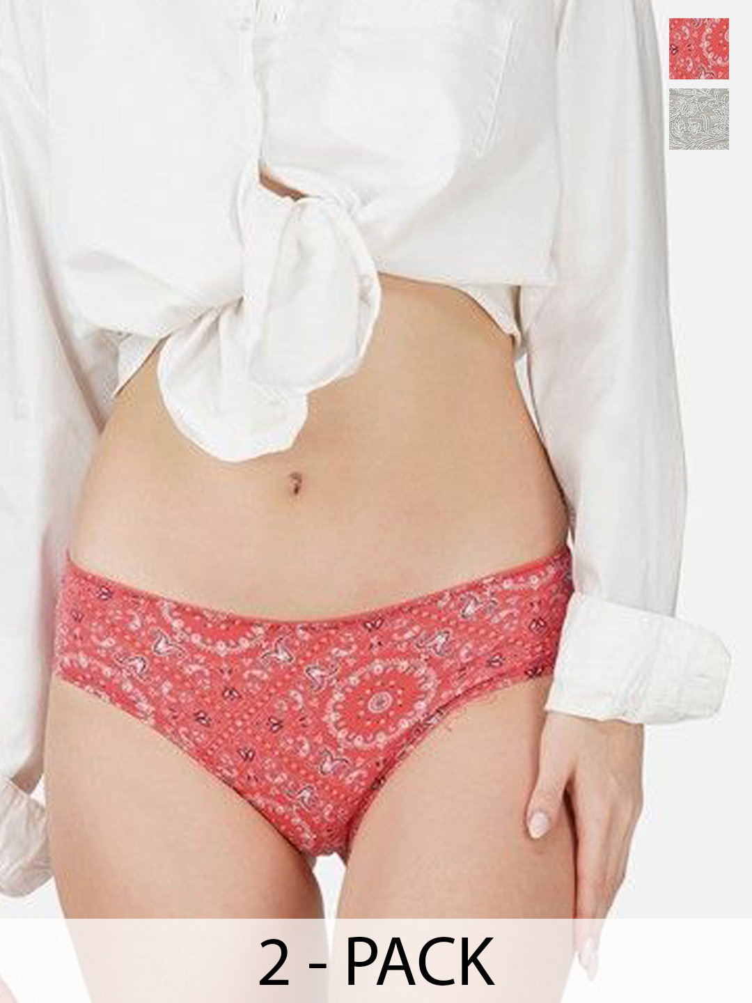 

Carlton London Women Pack Of 2 Printed Antimicrobial Hipster Briefs, Peach