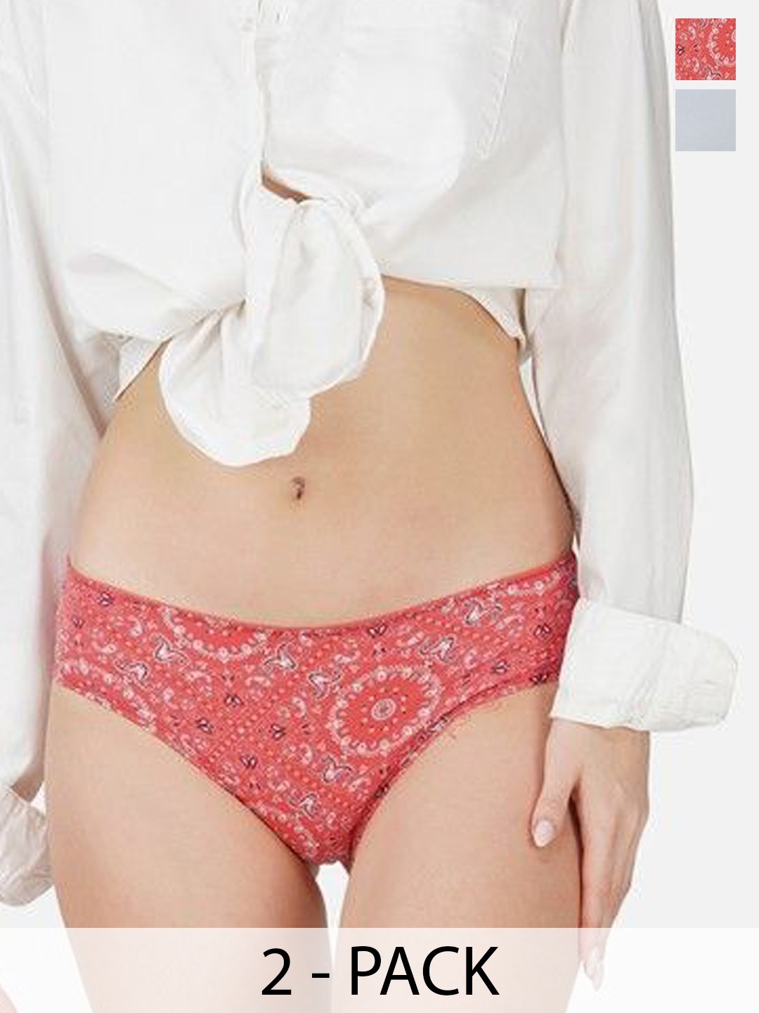 

Carlton London Pack Of 2 Antimicrobial Cotton Hipster Briefs HP-P2-OP55-S, Blue