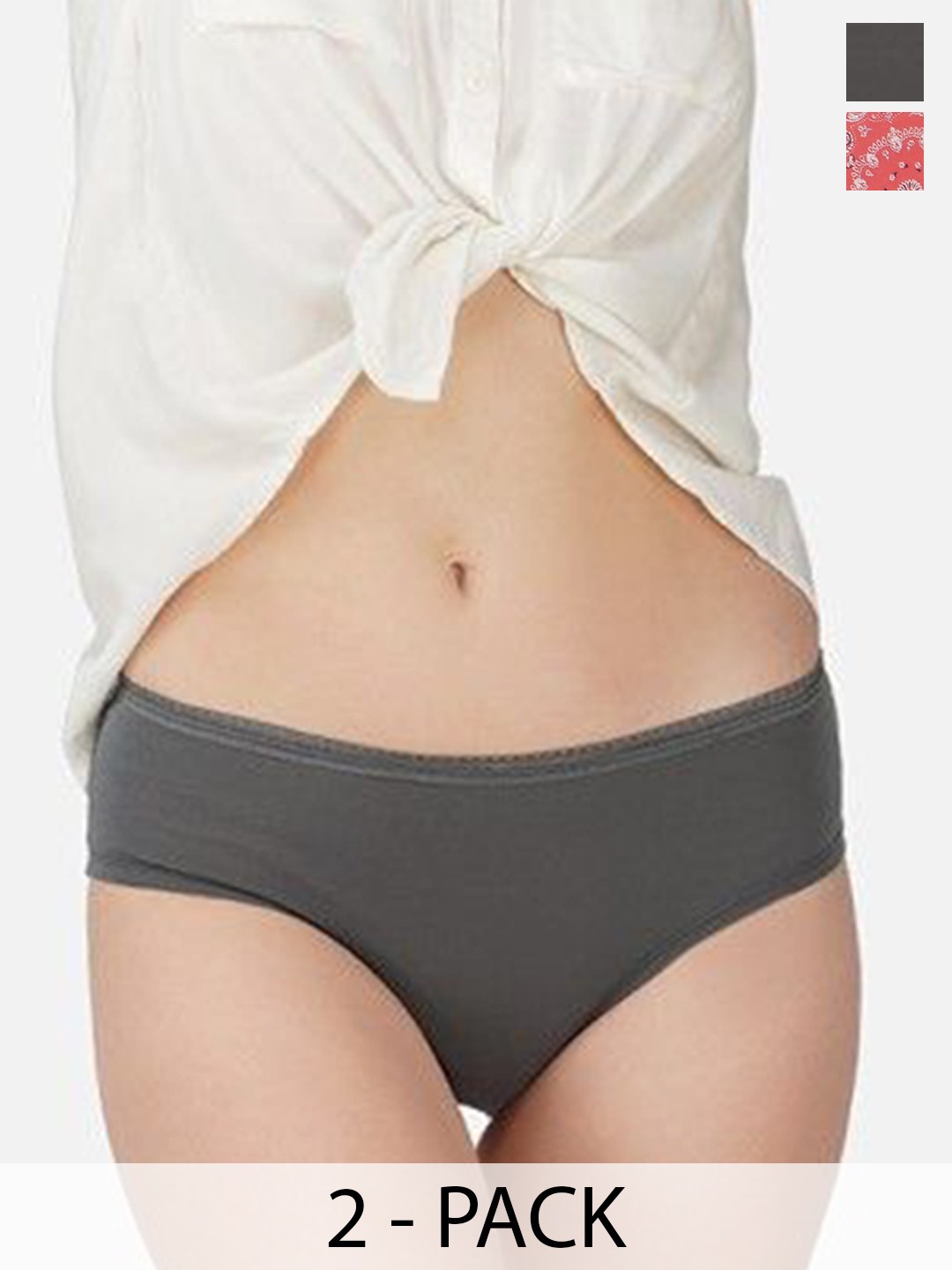 

Carlton London Women Pack Of 2 Printed Antimicrobial Hipster Briefs HP-P2-OP51-S, Grey