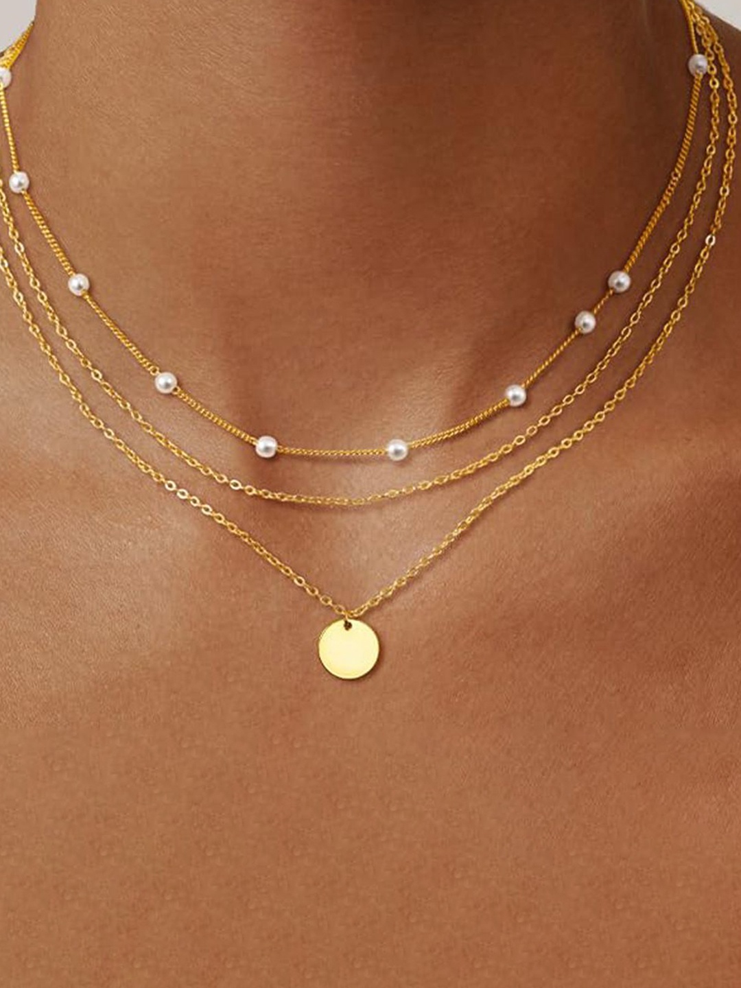 

StyleCast x Revolte Gold Toned Gold Plated Artificial Beads Beaded Layered Chain