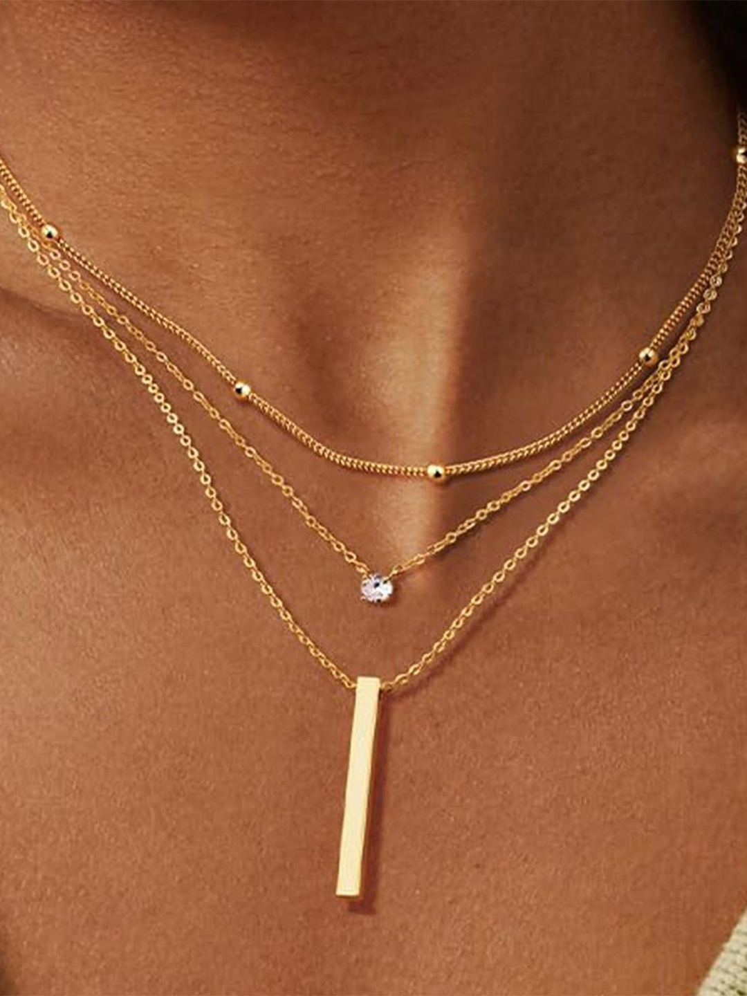 

StyleCast x Revolte Gold-Plated Cubic Zirconia Studded Layered Chain