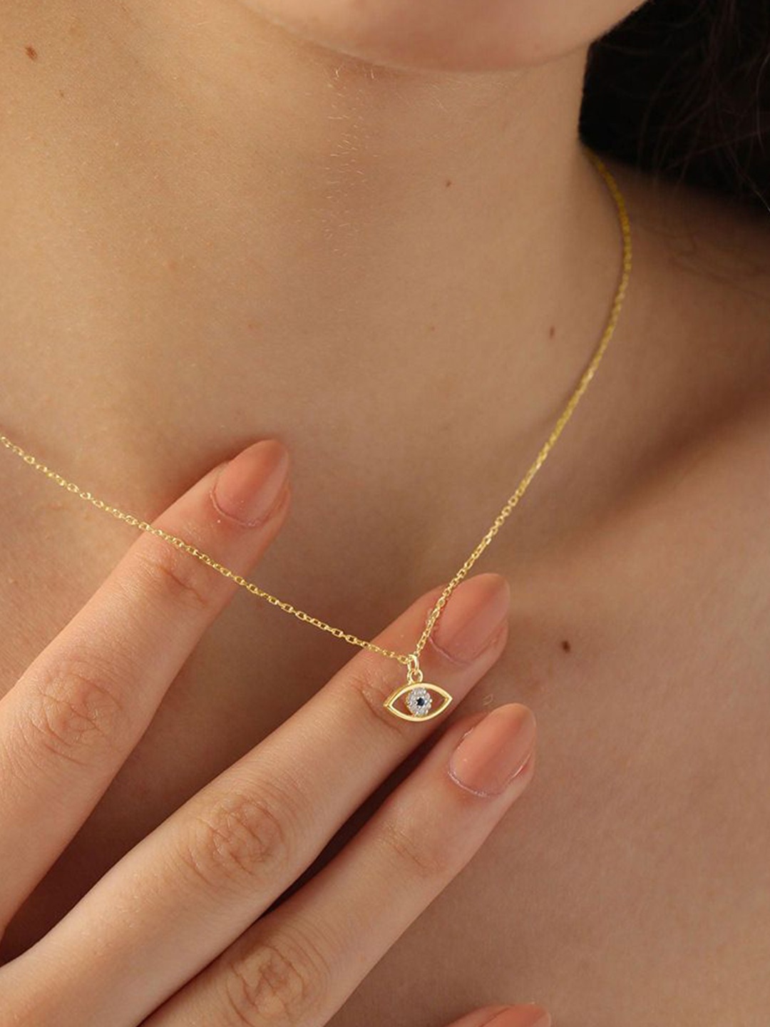 

StyleCast x Revolte Brass Gold-Plated Cubic Zirconia Studded Evil Eye Chain