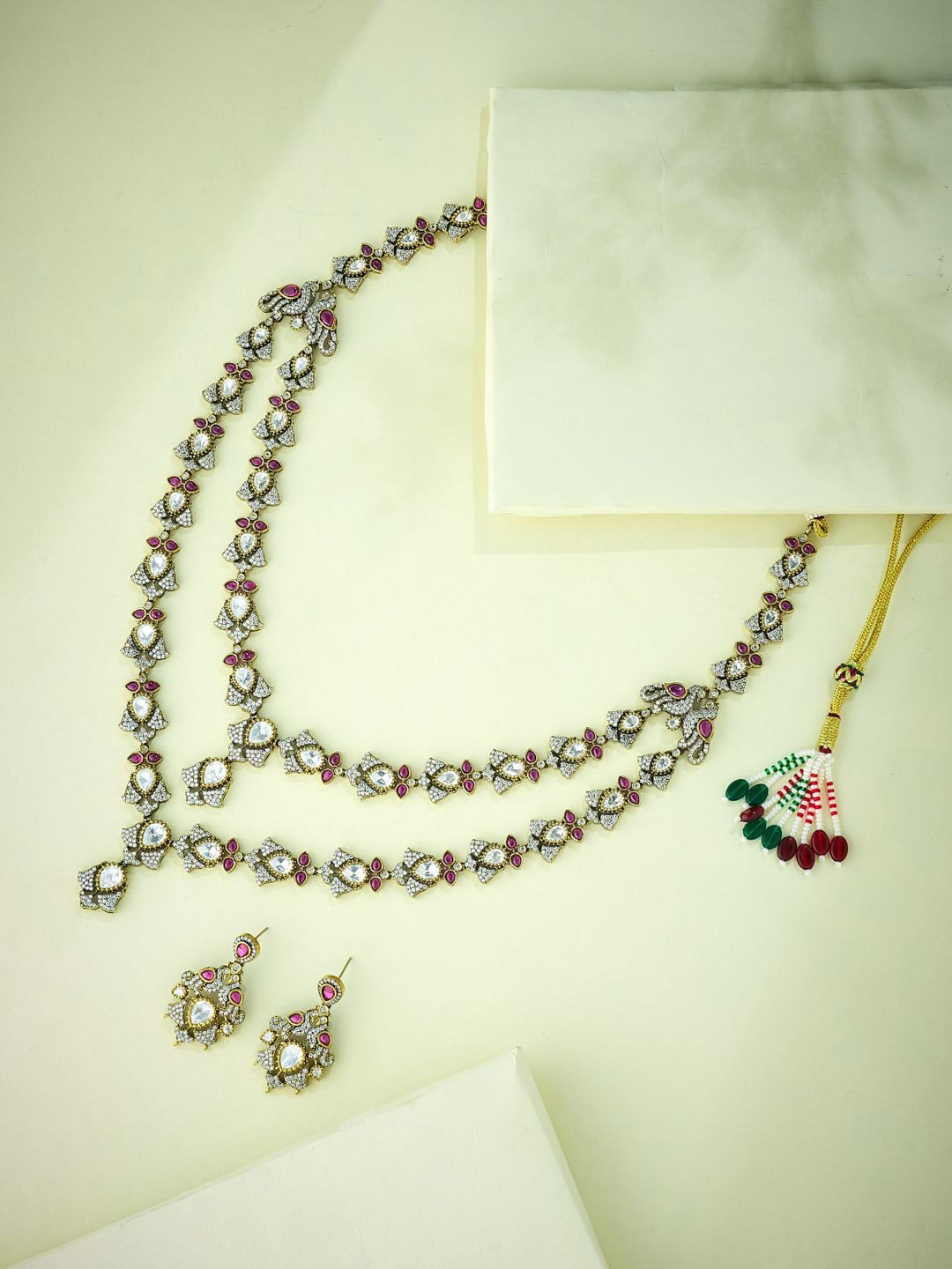 

Yinara Gold-Plated Stones-Studded Layered Jewellery Set