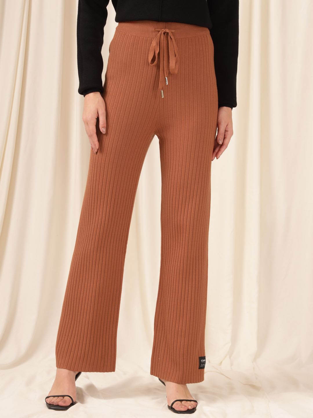 

Xpose Women Comfort Loose Fit High-Rise Wide-Leg Trousers, Rust