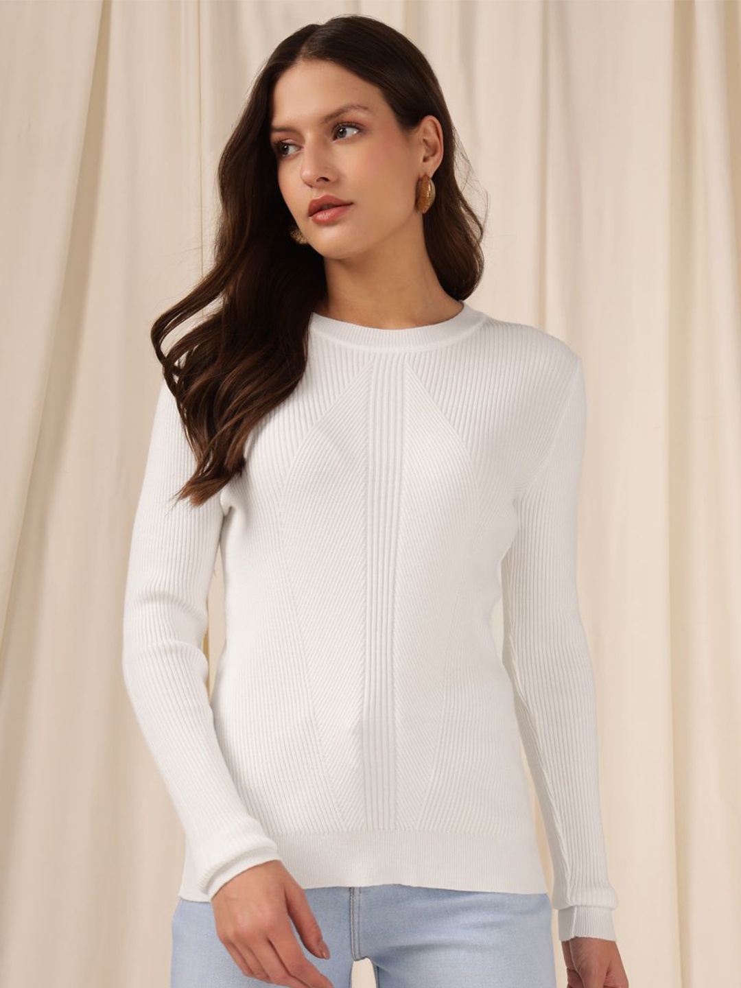 

Xpose Women Ribbed Pullover Sweater, White