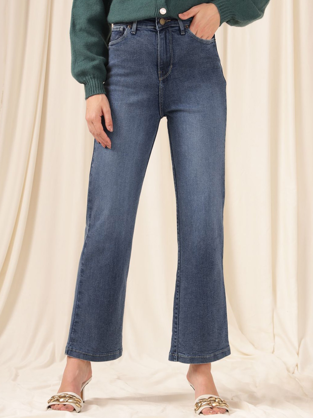 

Xpose Women Comfort Straight Fit High-Rise Stretchable Jeans, Navy blue