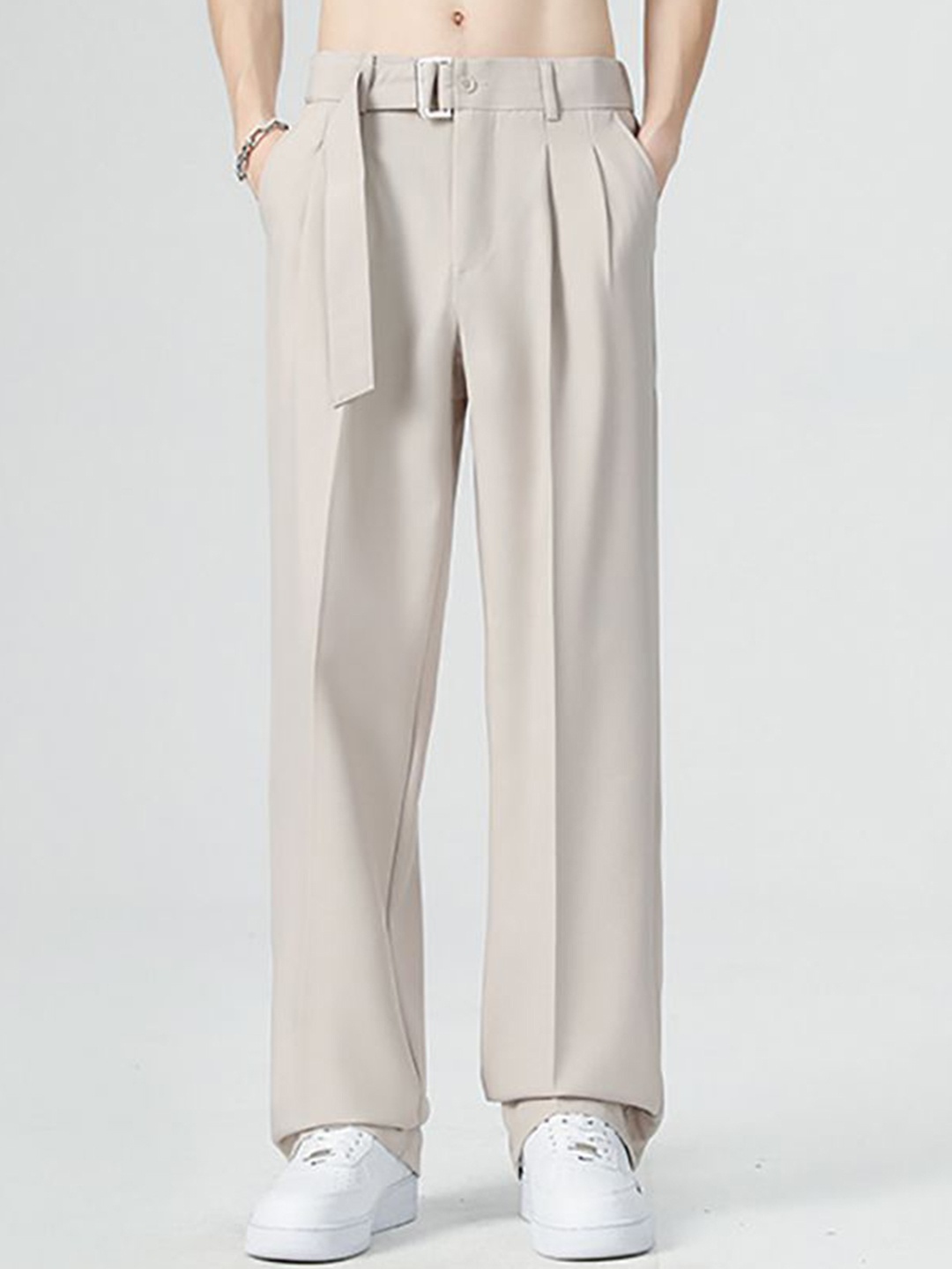 

StyleCast x Revolte Men Straight Fit Easy Wash Formal Trousers, Khaki