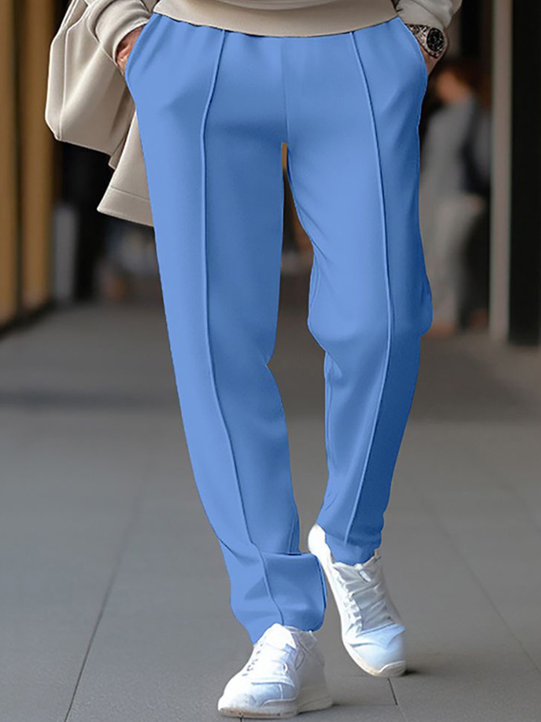 

StyleCast x Revolte Men Regular Fit Easy Wash Formal Trousers, Blue