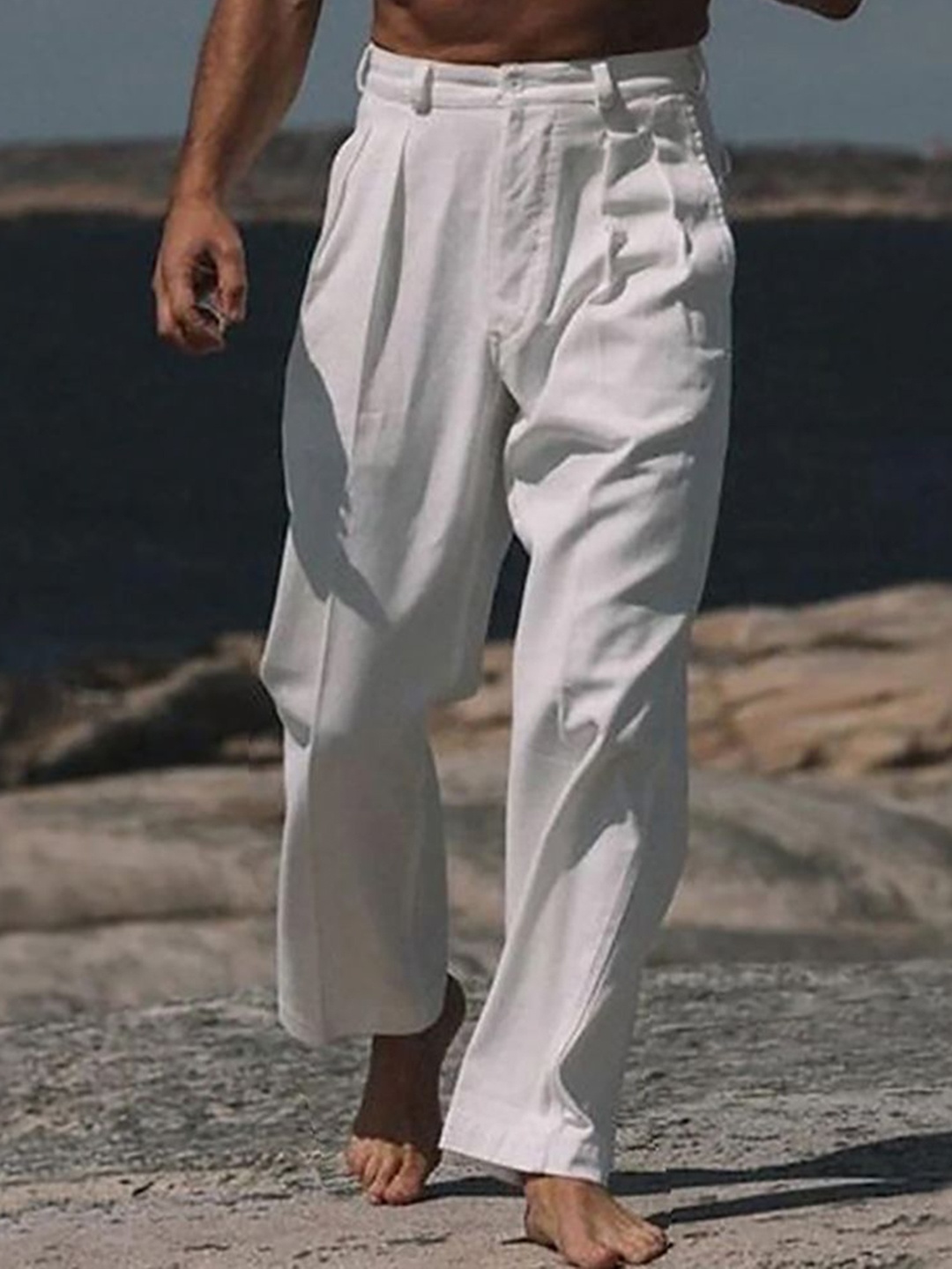 

StyleCast x Revolte Men Straight Fit Cotton Trousers, White