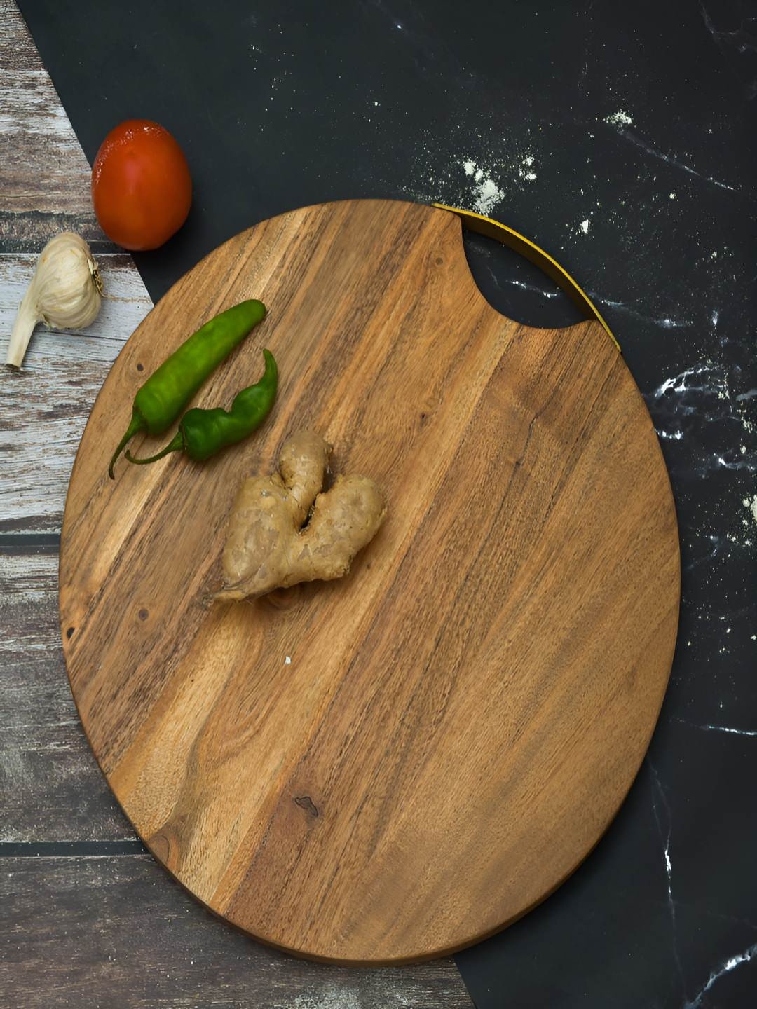 

oggn Brown & Gold Toned Wood Chopping Board