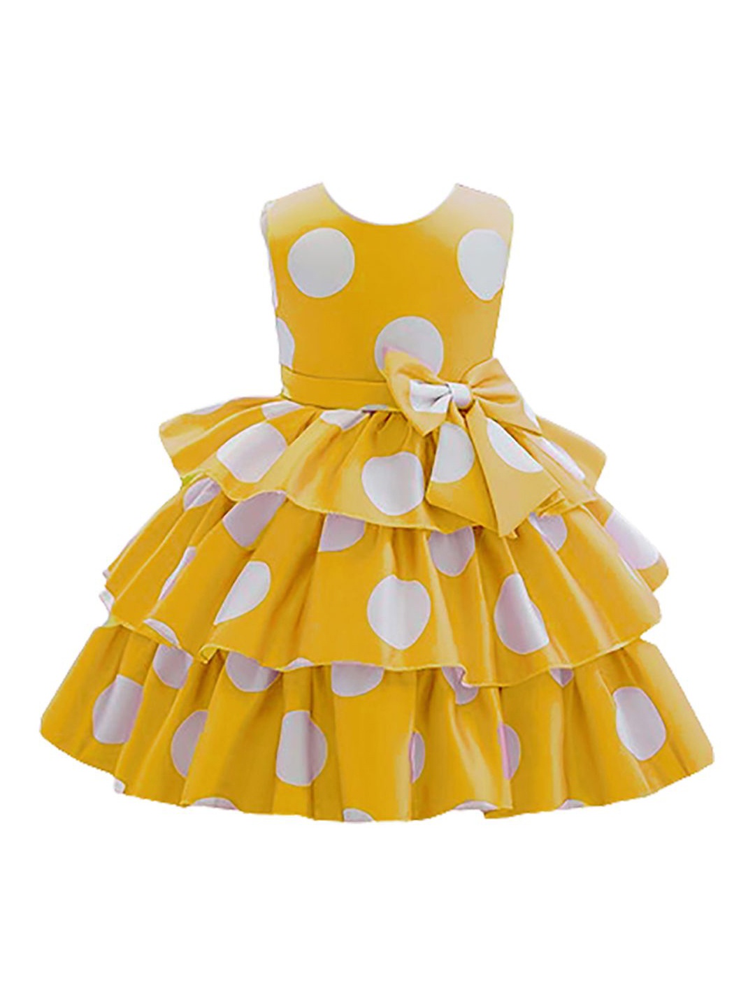 

BAESD Polka Dot Printed Satin Fit & Flare Dress, Yellow