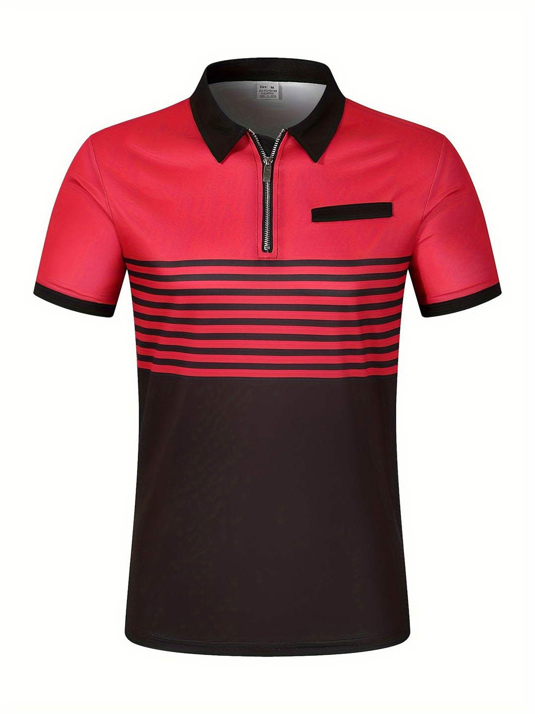 

StyleCast x Revolte Men Striped Polo Collar Slim Fit T-shirt, Red