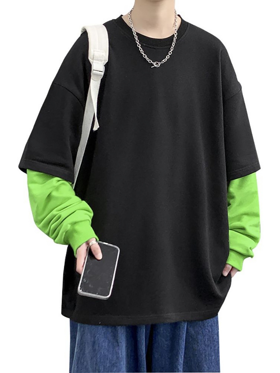 

StyleCast x Revolte Men Solid Round Neck Cotton Oversized T-shirt, Black