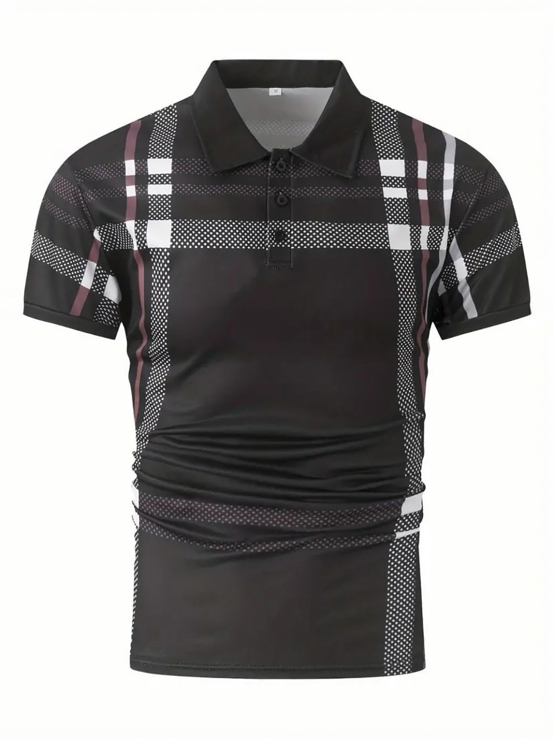 

StyleCast x Revolte Men Checked Polo Collar Slim Fit T-shirt, Black