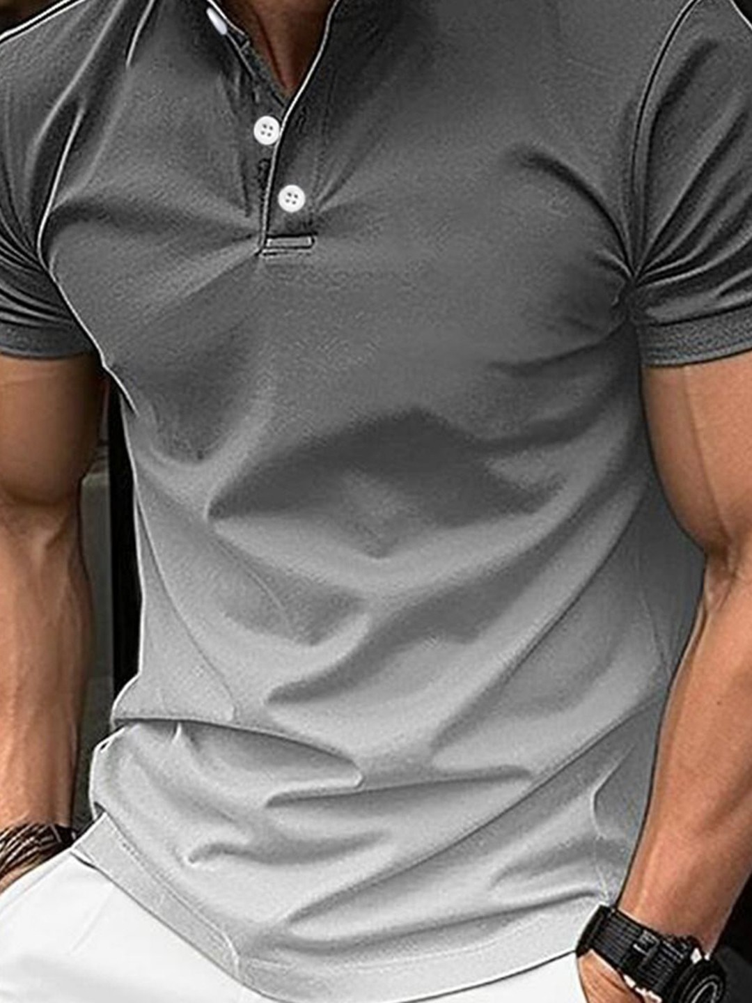 

StyleCast x Revolte Men Dyed Polo Collar Slim Fit T-shirt, Grey