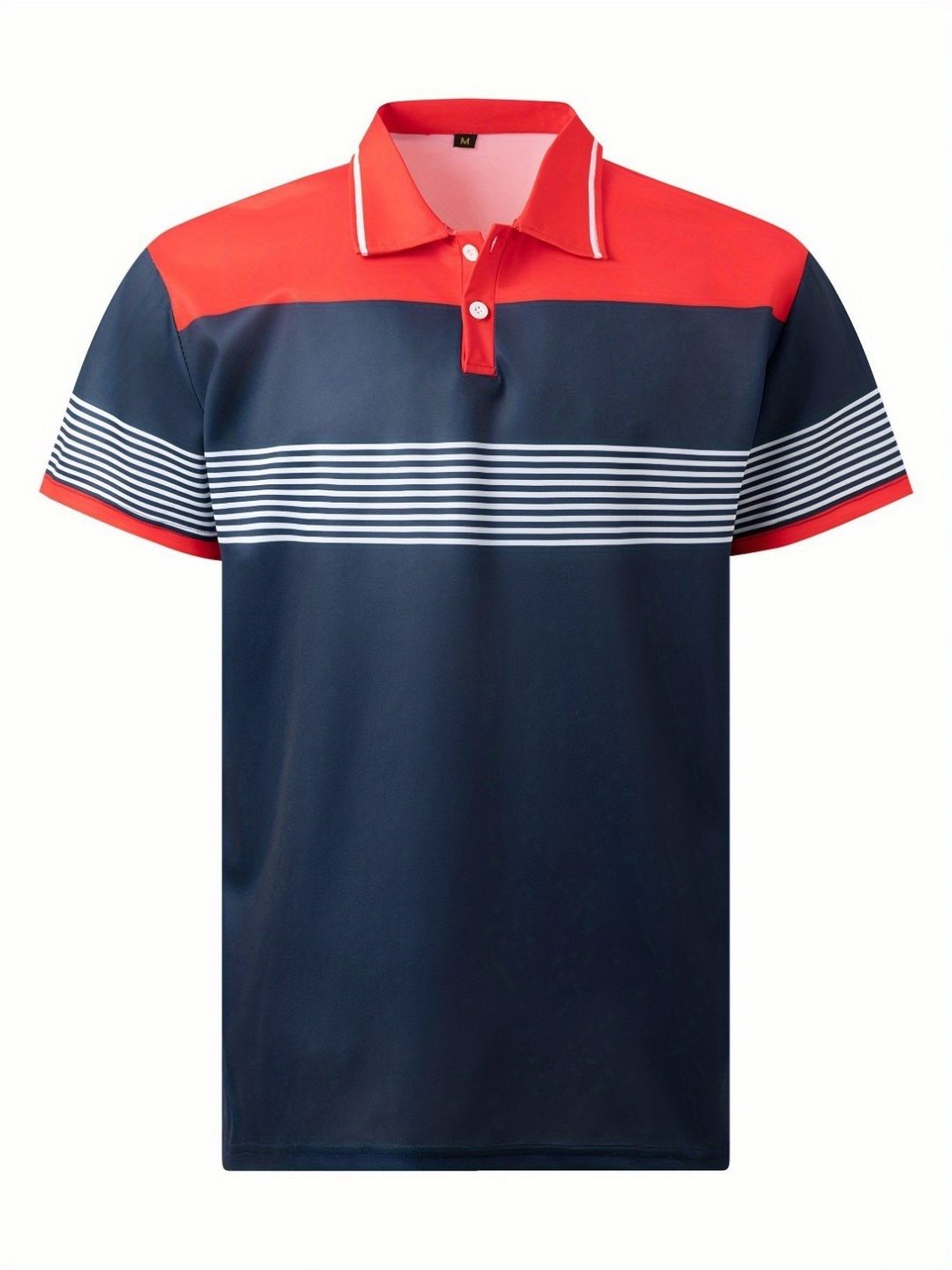 

StyleCast x Revolte Men Striped Polo Collar T-shirt, Navy blue