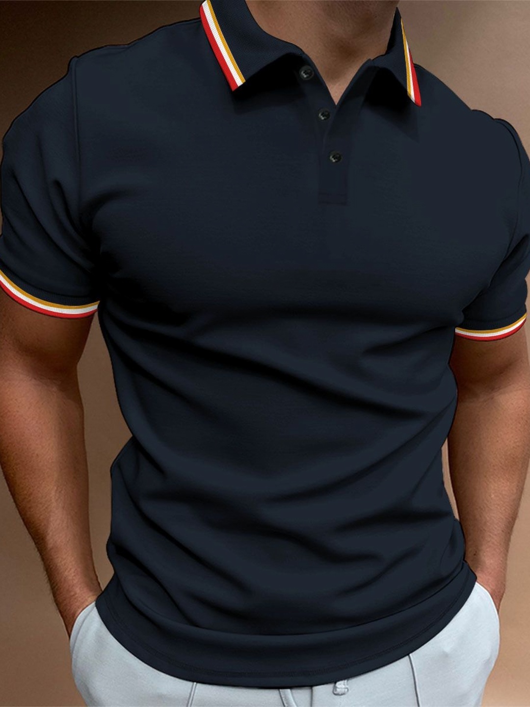 

StyleCast x Revolte Men Solid Polo Collar T-shirt, Navy blue