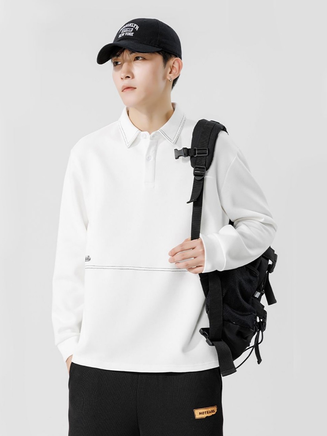 

StyleCast x Revolte Men Solid Polo Collar Cotton Relaxed Fit T-shirt, White
