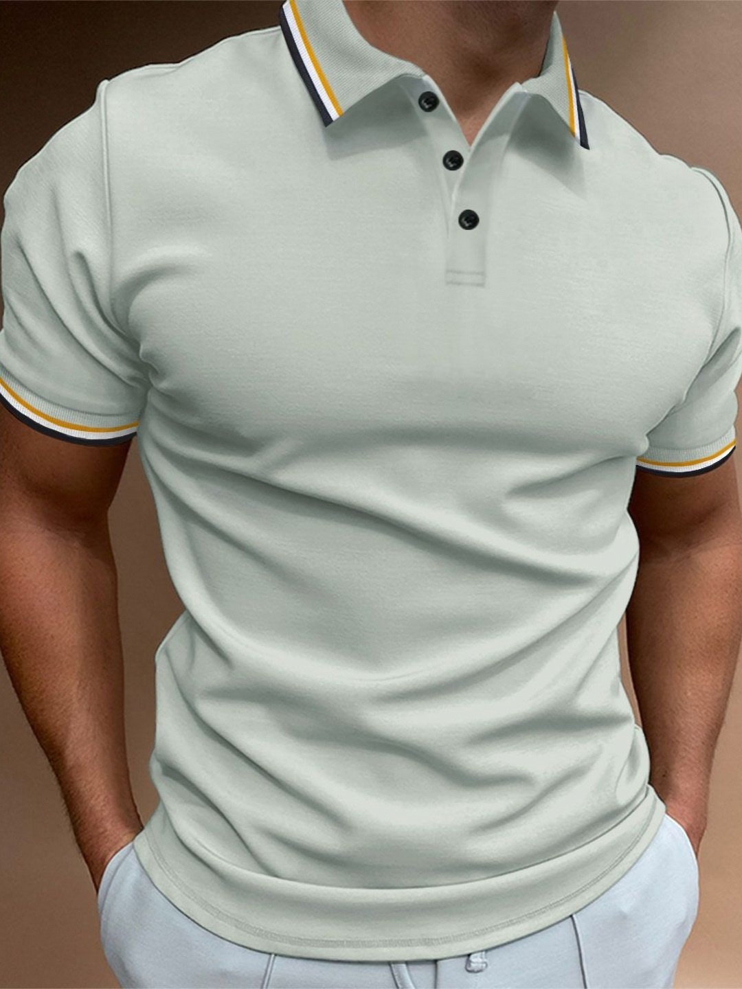

StyleCast x Revolte Men Solid Polo Collar T-shirt, Grey