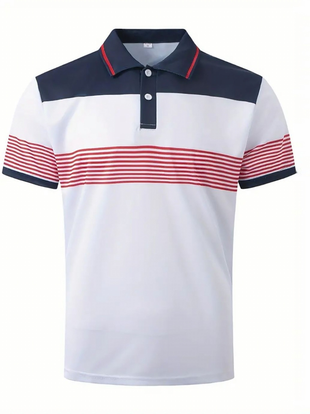 

StyleCast x Revolte Men Striped Polo Collar T-shirt, White