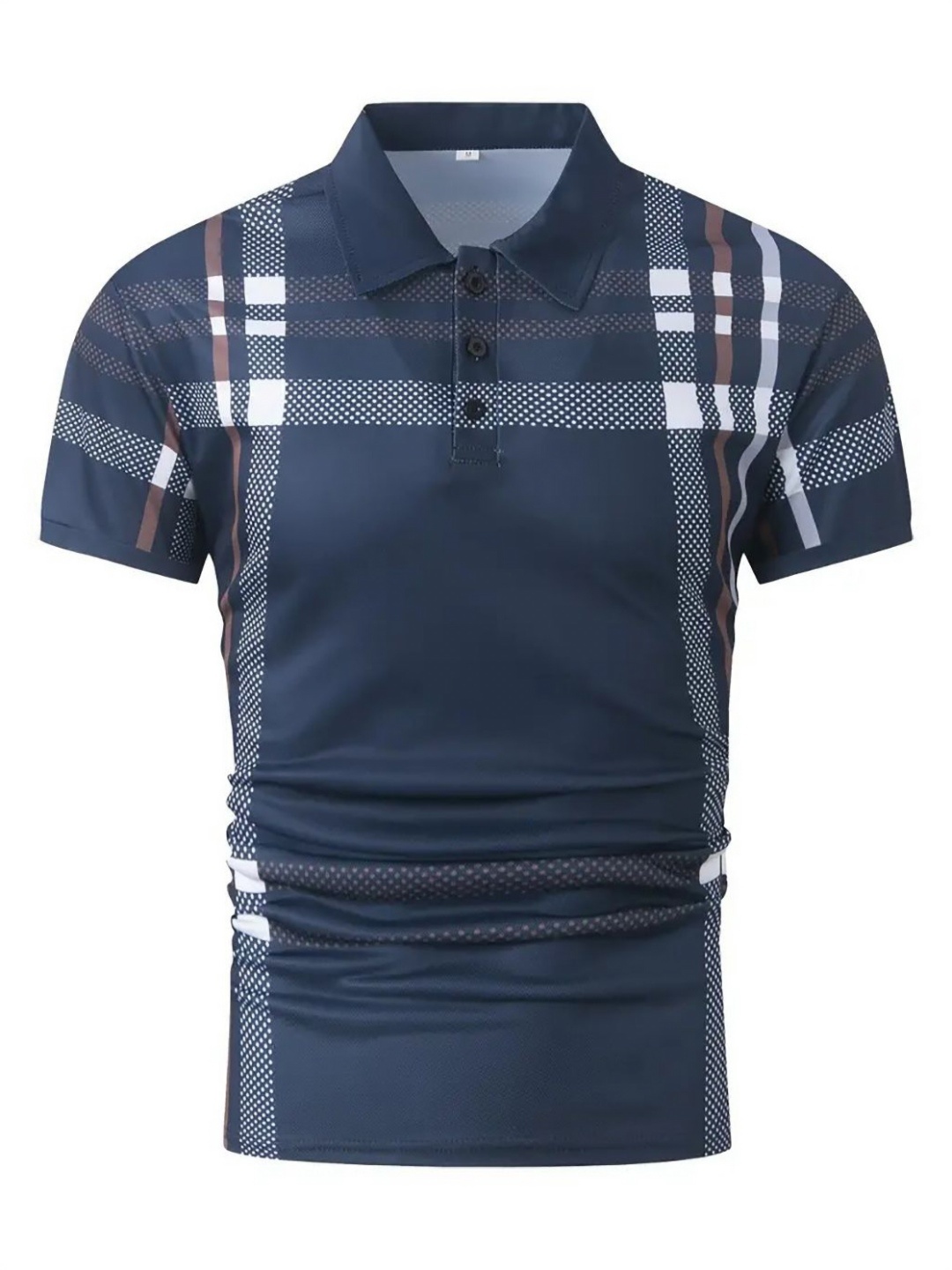 

StyleCast x Revolte Men Checked Polo Collar T-shirt, Navy blue