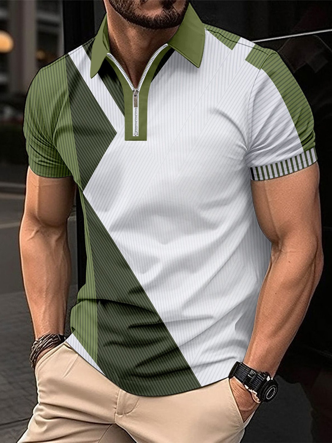 

StyleCast x Revolte Men Colourblocked Polo Collar Slim Fit T-shirt, White