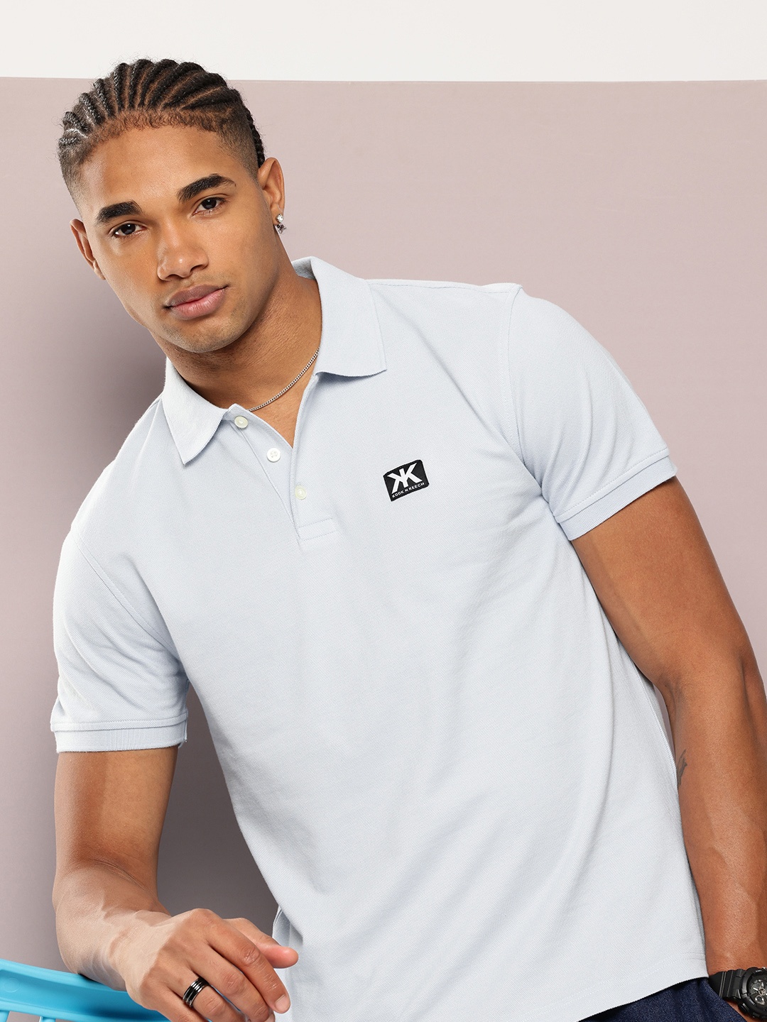 

Kook N Keech Brand Logo Detail Pure Cotton Polo Collar T-shirt, Blue