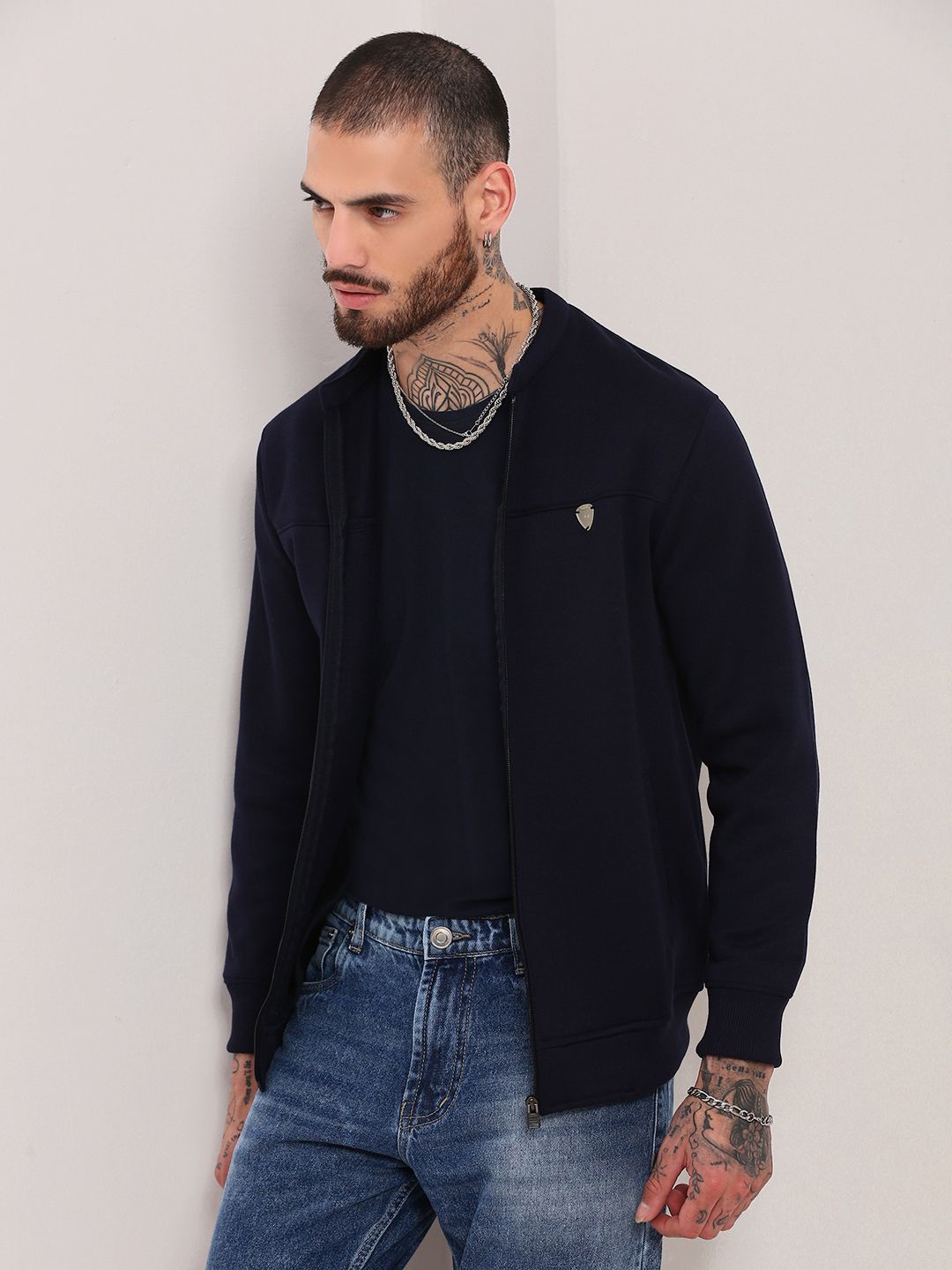 

SHOWOFF Men Front-Open Sweatshirt, Navy blue