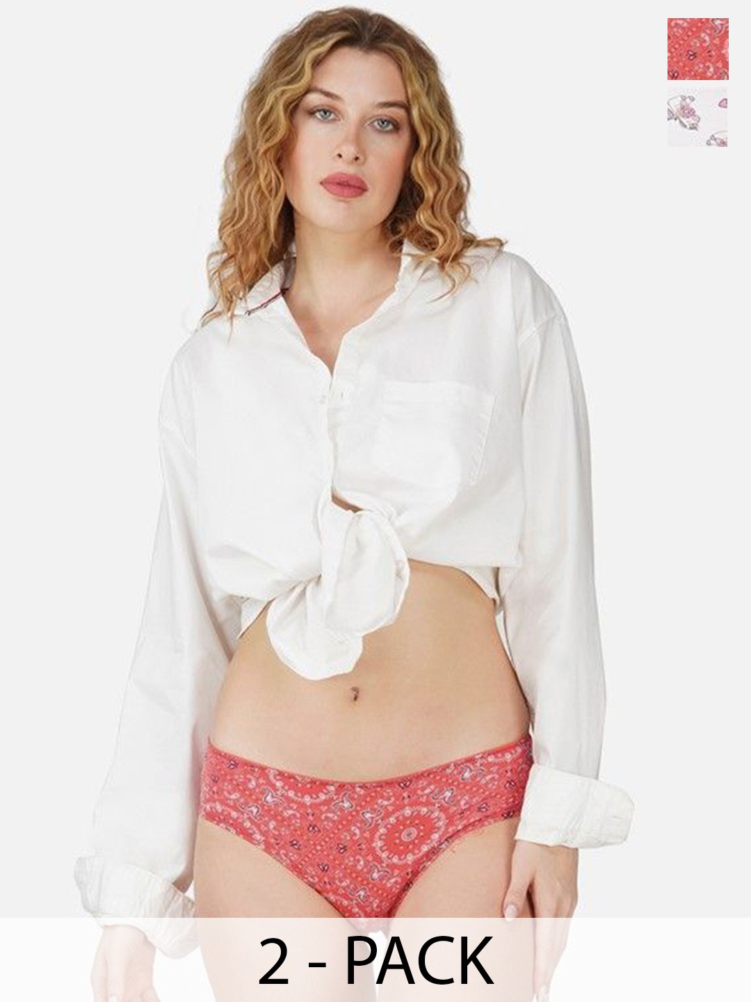 

Carlton London Women Pack Of 2 Antimicrobial Hipster Briefs, Red