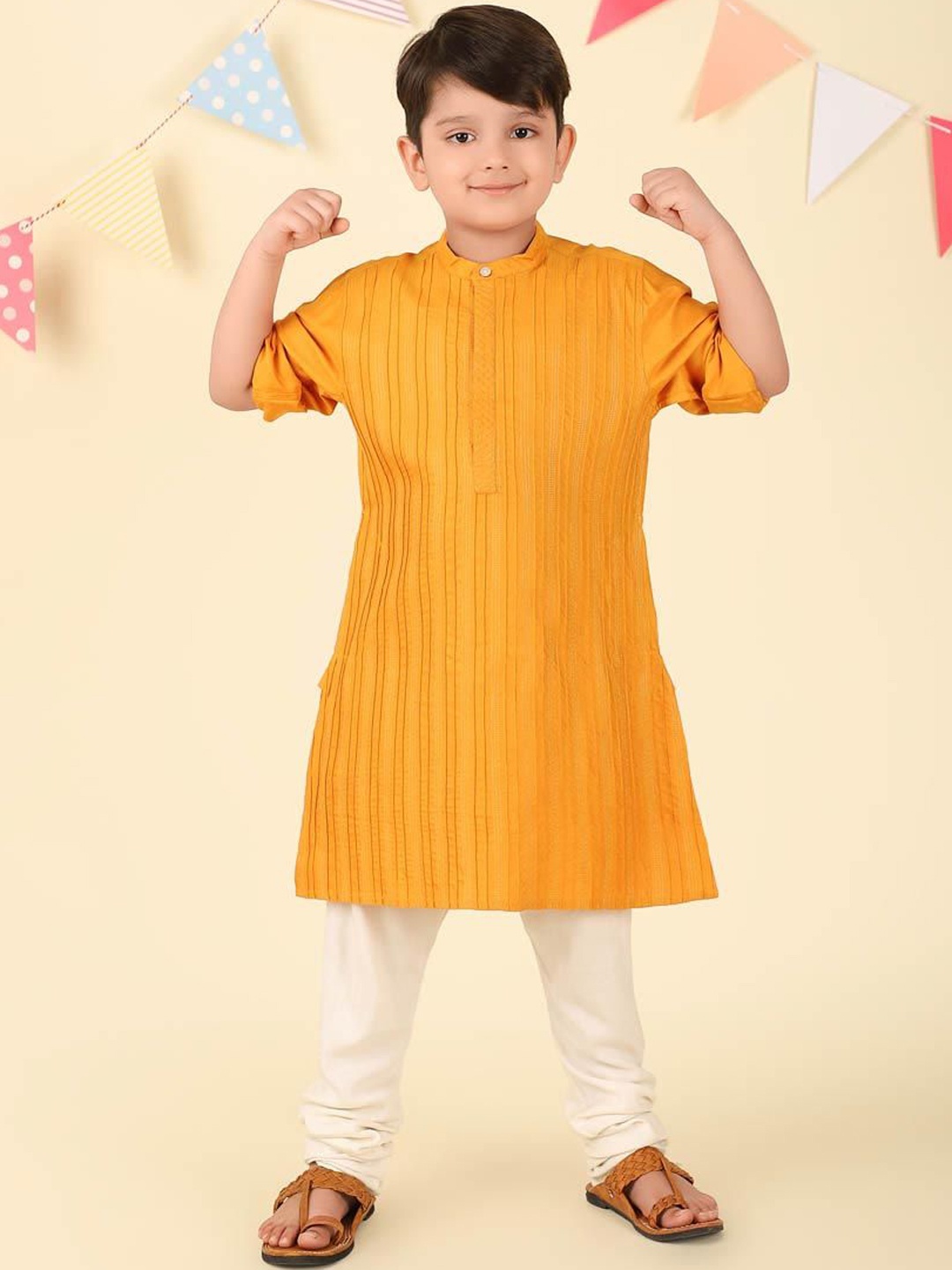 

Fabindia Boys Mandarin Collar Straight Kurta, Mustard