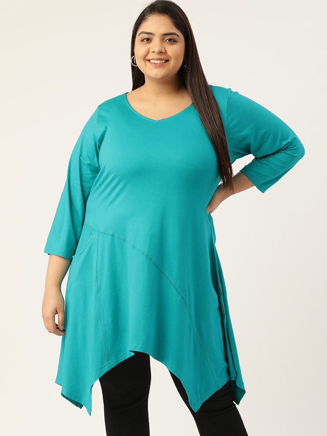 

theRebelinme Women Longline Top, Turquoise blue