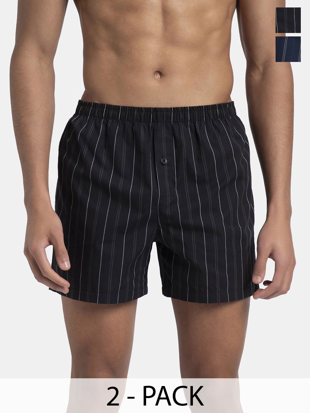 

Jockey Pack of 2 Super Combed Mercerized Cotton Woven Checkered Inner Boxers - 8222, Navy blue