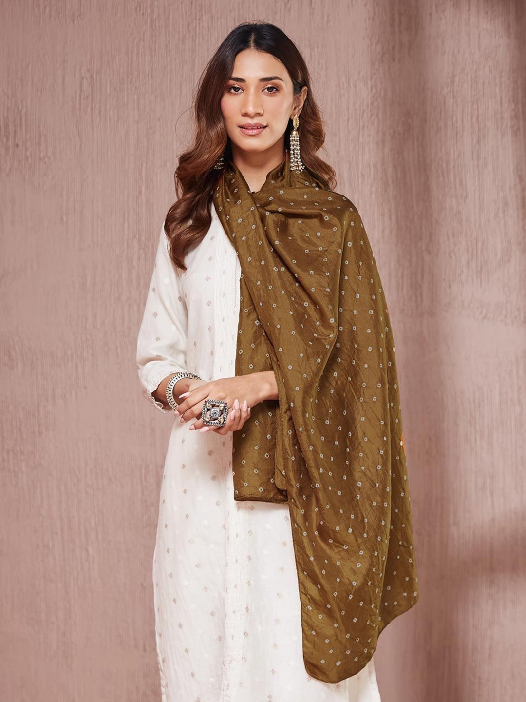 

Fabindia Women Tie & Dye Stole, Olive