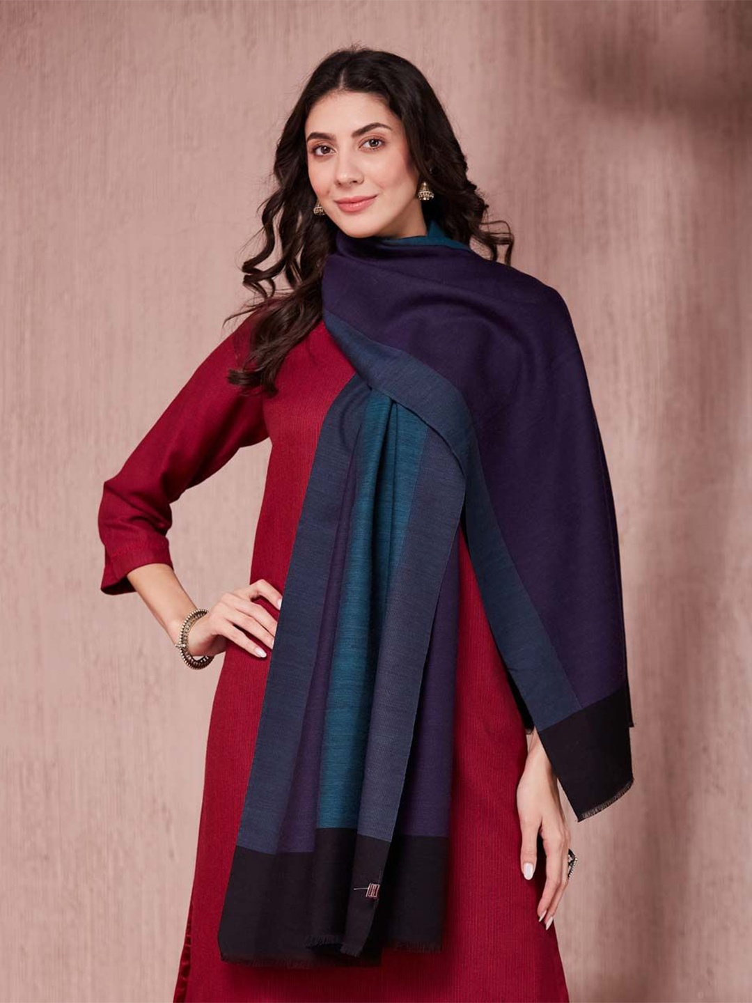 

Fabindia Women Colourblocked Stole, Teal