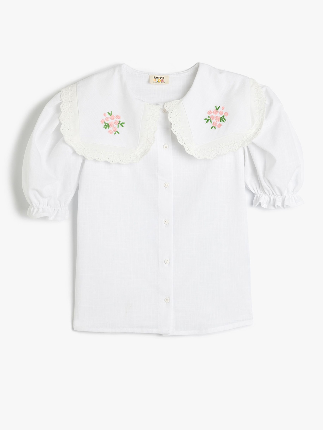 

Koton Girls Solid Above The Keyboard Collar Pure Cotton Shirt, White
