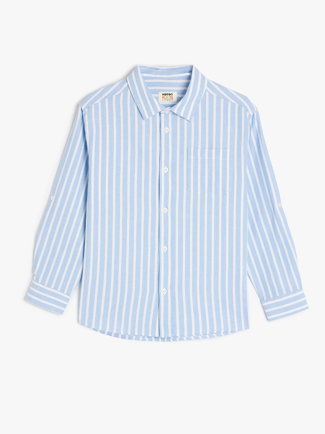 

Koton Boys Spread Collar Vertical Striped Cotton Casual Shirt, Grey
