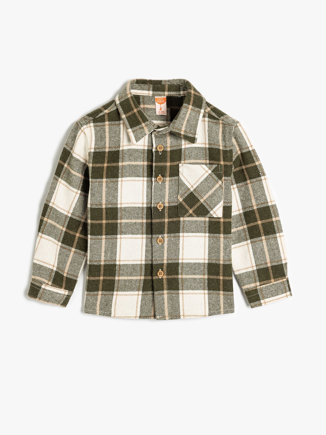 

Koton Boys Spread Collar Tartan Checked Casual Shirt, Olive