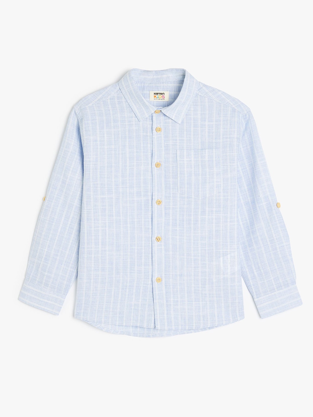 

Koton Boys Spread Collar Vertical Striped Cotton Casual Shirt, Blue