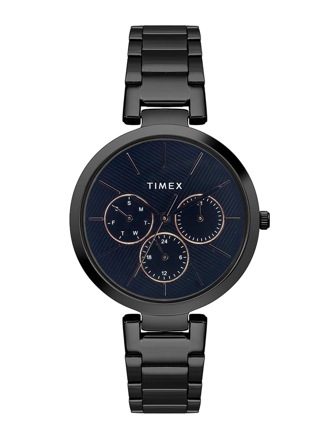 

Timex Women Brass Dial & Stainless Steel Bracelet Style Straps Analogue Watch TWEL107SMU10, Black