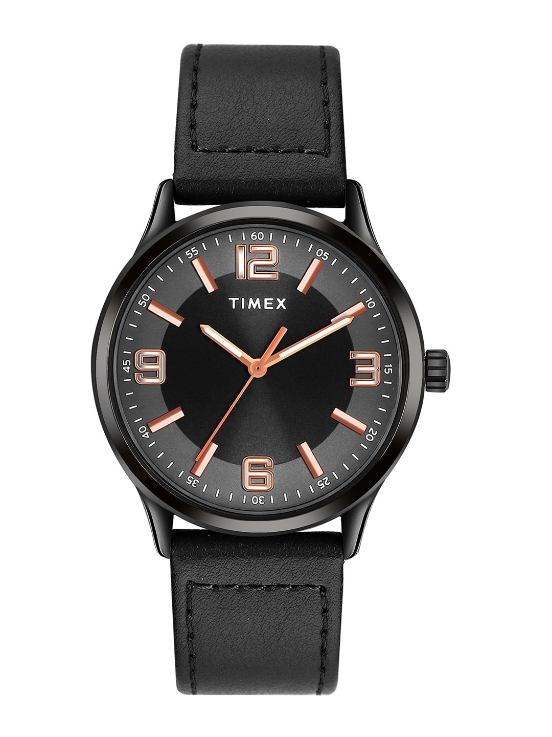 

Timex Men Brass Dial & Leather Straps Analogue Watch TWTG65SMU01, Black