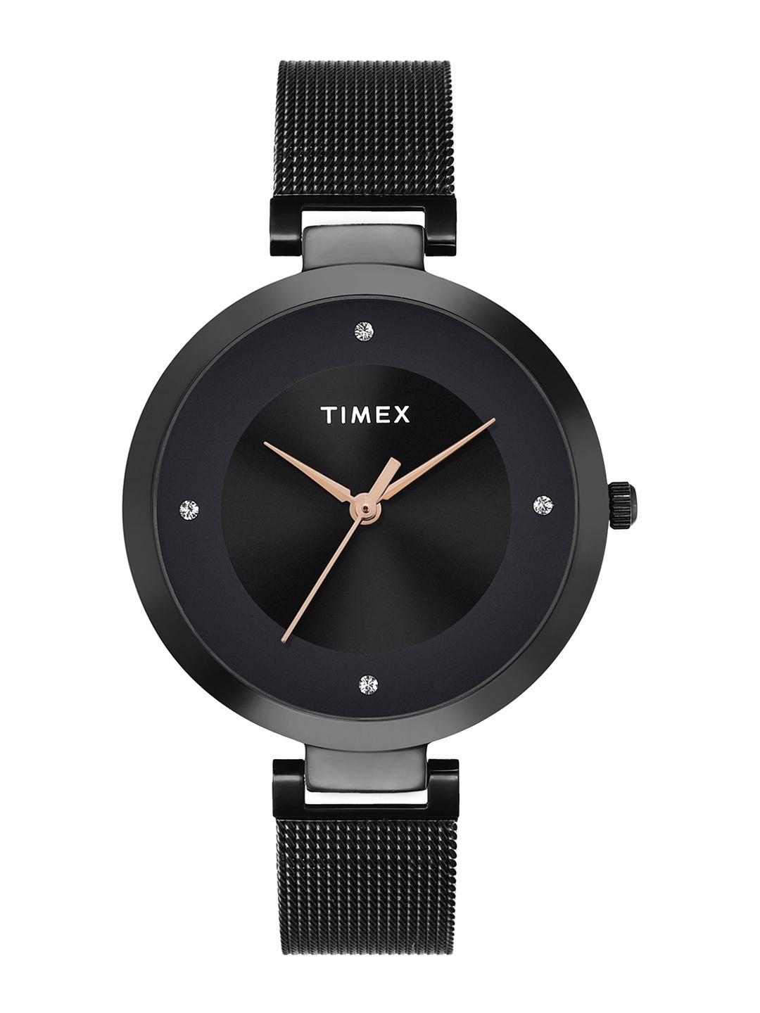 

Timex Women Brass Embellished Bracelet Style Straps Analogue Watch TWEL107SMU19, Black