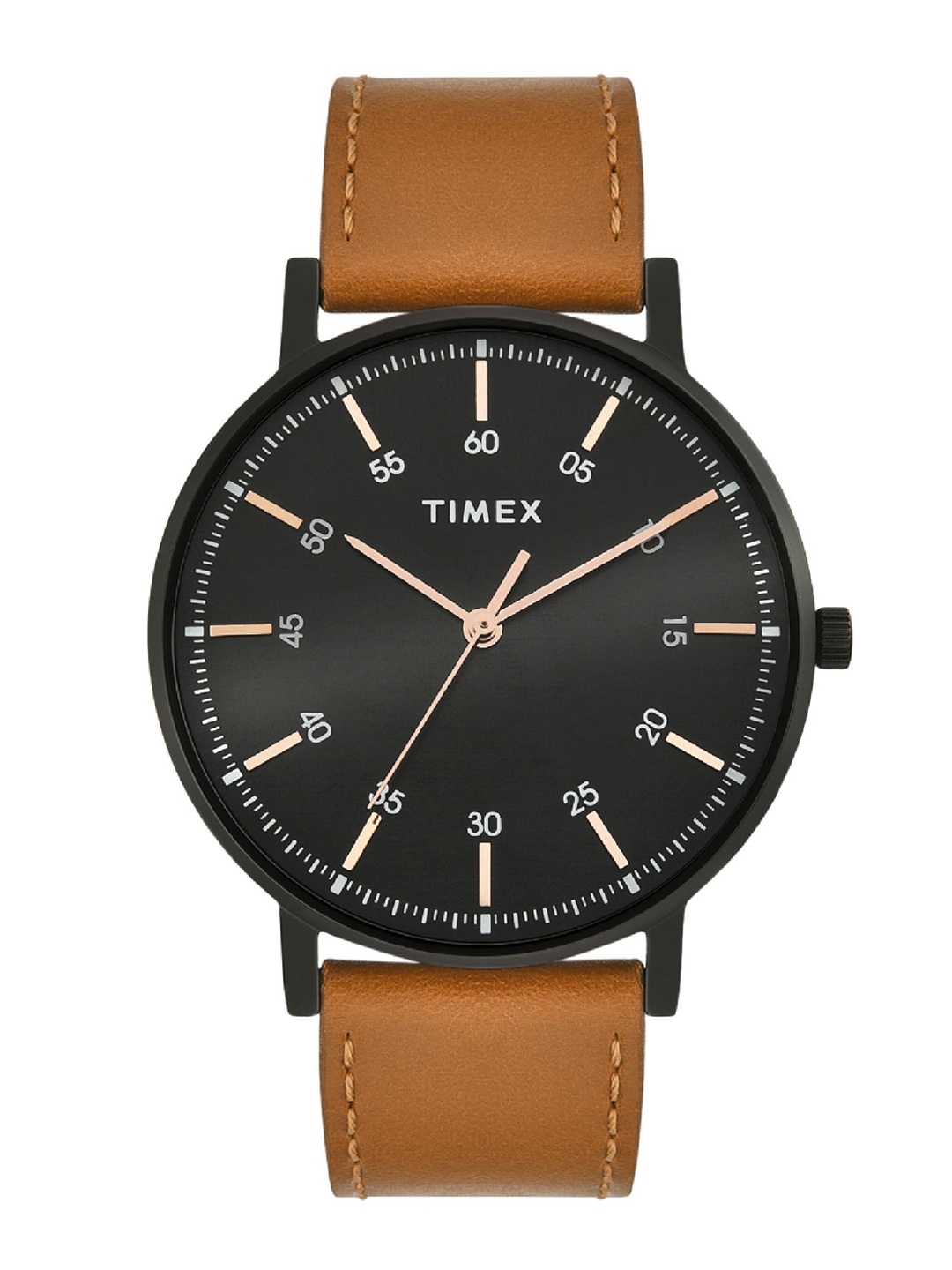 

Timex Men Brass Dial & Leather Straps Analogue Watch TWTG80SMU05, Black