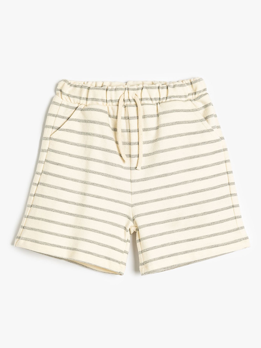 

Koton Boys Cotton Striped Regular Fit Technology Shorts, Beige