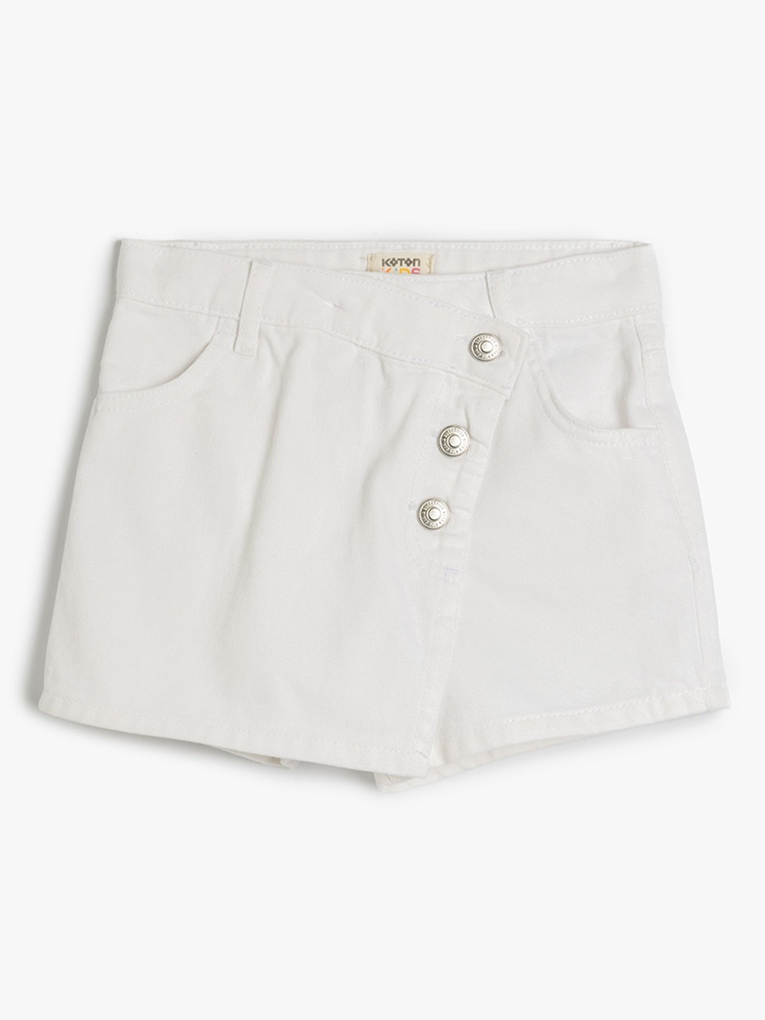 

Koton Girls Cotton Above Knee Mid-Rise Shorts, White